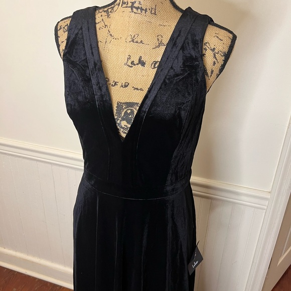 Lulus black velvet sleeveless maxi dress size L - Picture 6 of 11